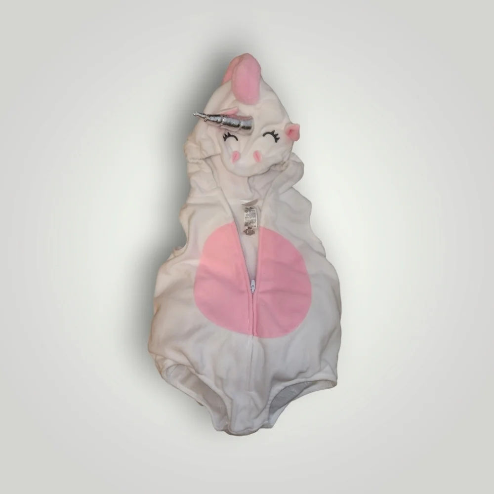 Carter's Unicorn Halloween Costume Plush Fleece white  Baby Girl Sz 3 - 6